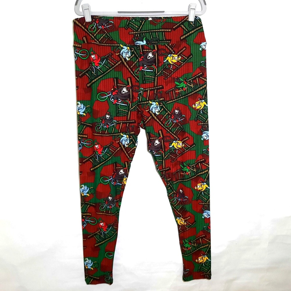 NWOT‎ Lularoe Leggings TC2 Tall Curvy Christmas Bicycle Santa Novelty Stretch